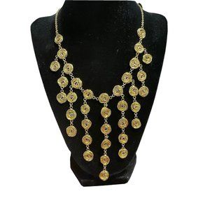 Claudia Labao Gold Colored Bib Necklace Fashion Statement Piece Wedding